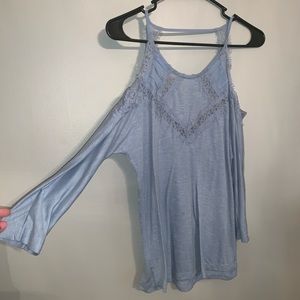 Lace light blue blouse